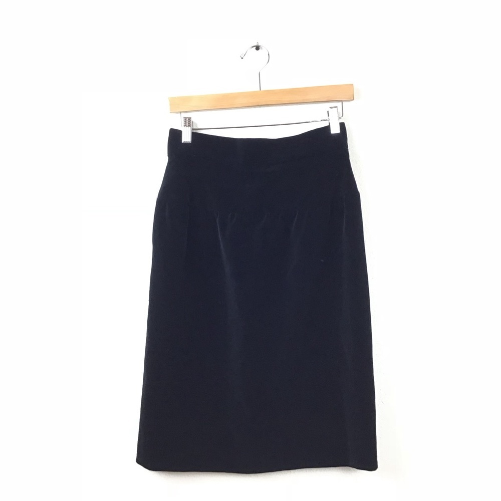 Chanel Skirt Velvet Pencil Cotton Vintage 42 Black - Picture 2 of 7